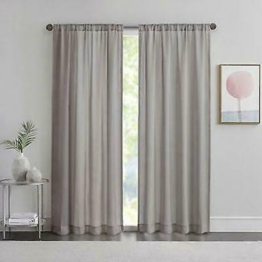 MATTEO 50x84-Inch Rod Pocket Sheer Window Curtain Panel in Grey